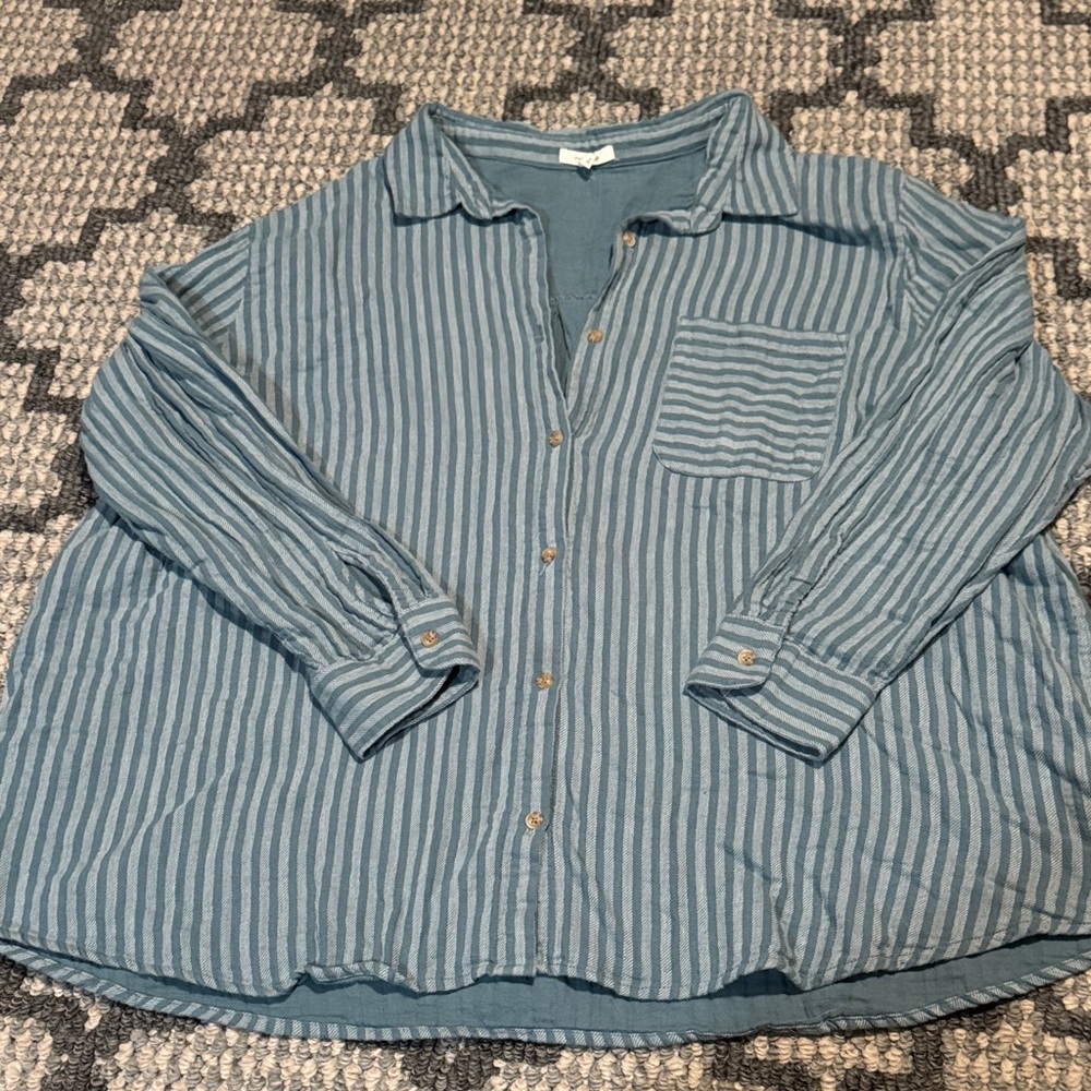 Maurices Blue Striped Button Down Shirt